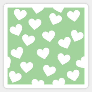 Green and white hearts print Sticker